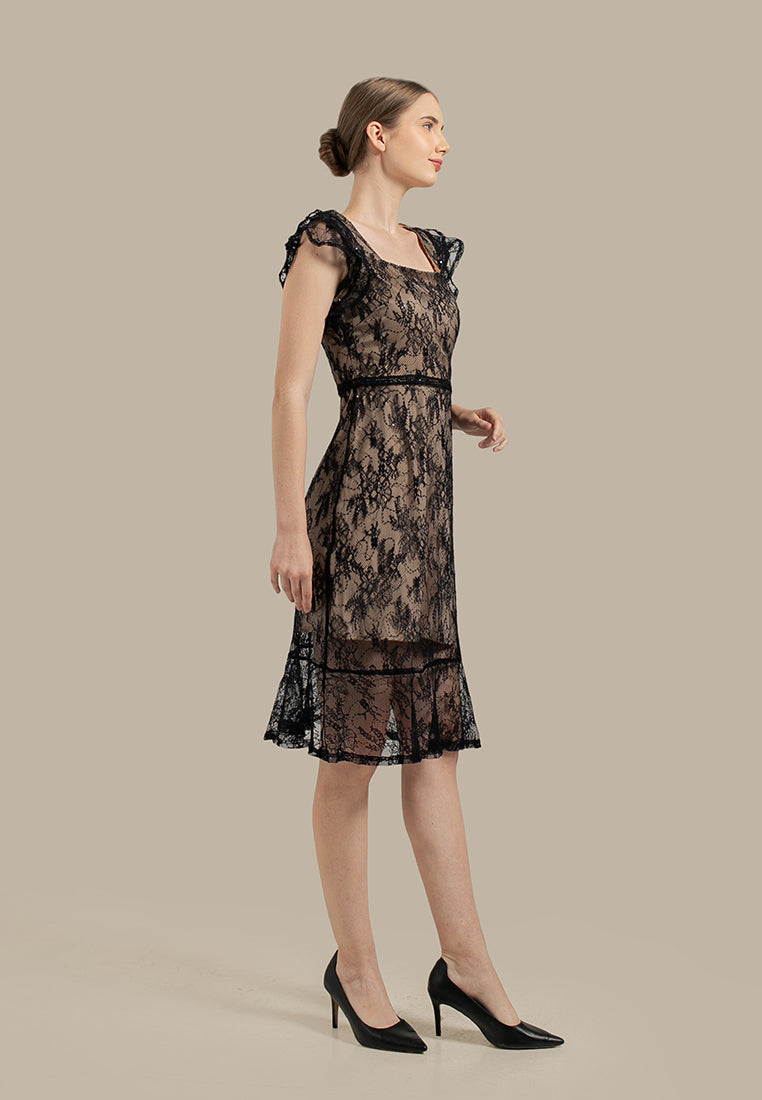 Greysia Dress - Midi Sheath Lace & Sequins Dress