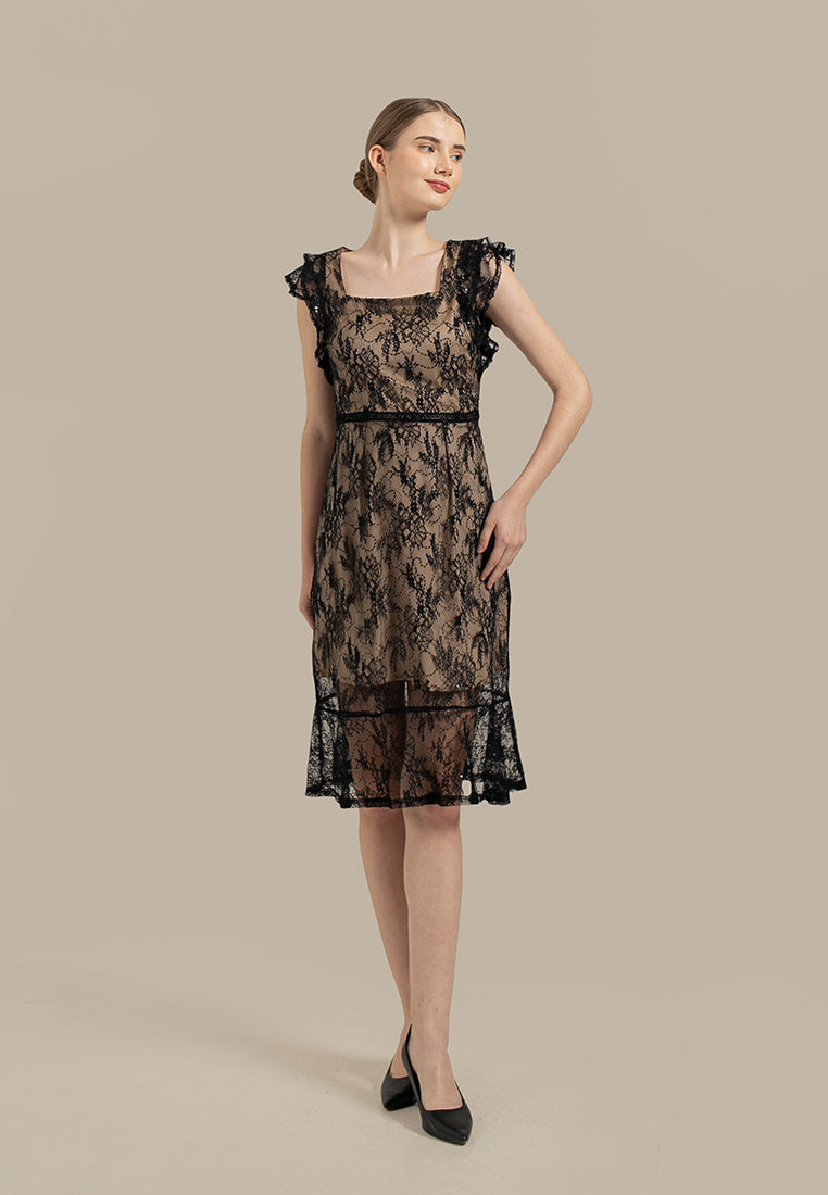 Greysia Dress - Midi Sheath Lace & Sequins Dress
