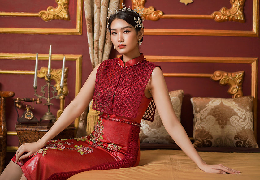 Liyan Cheongsam Dress – Silk Sateen Midi Dress (Pre-Order & Rent)
