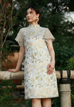 Oline Cheongsam Dress - Lace Shift Dress Silver
