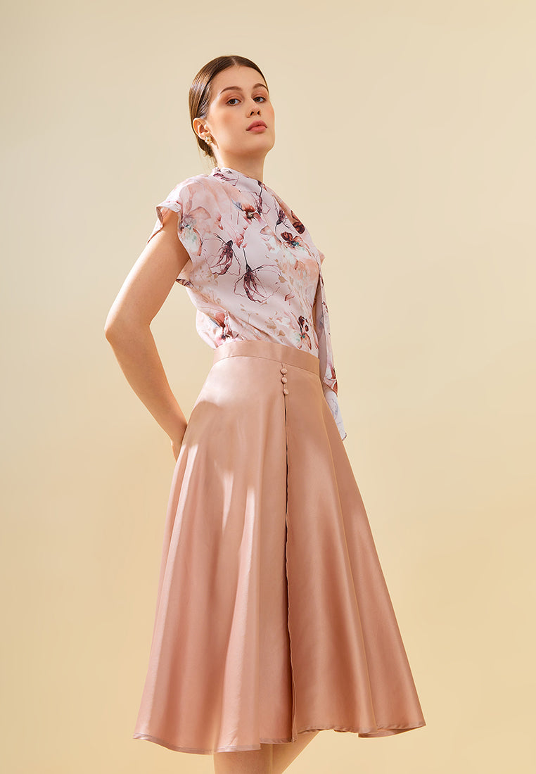 Sharlene Skirt - Satin Midi Flared Skirt