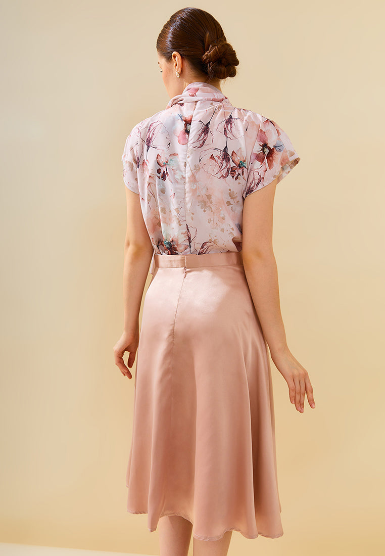 Sharlene Skirt - Satin Midi Flared Skirt