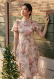 Liora Cheongsam Dress - Ombre Floral Dress Pink