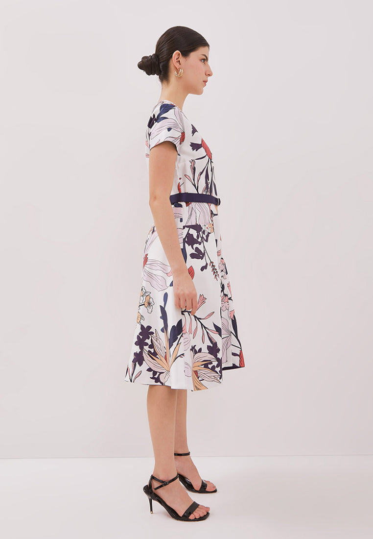 Alessandra Dress - Floral Print Satin Reversible Dress