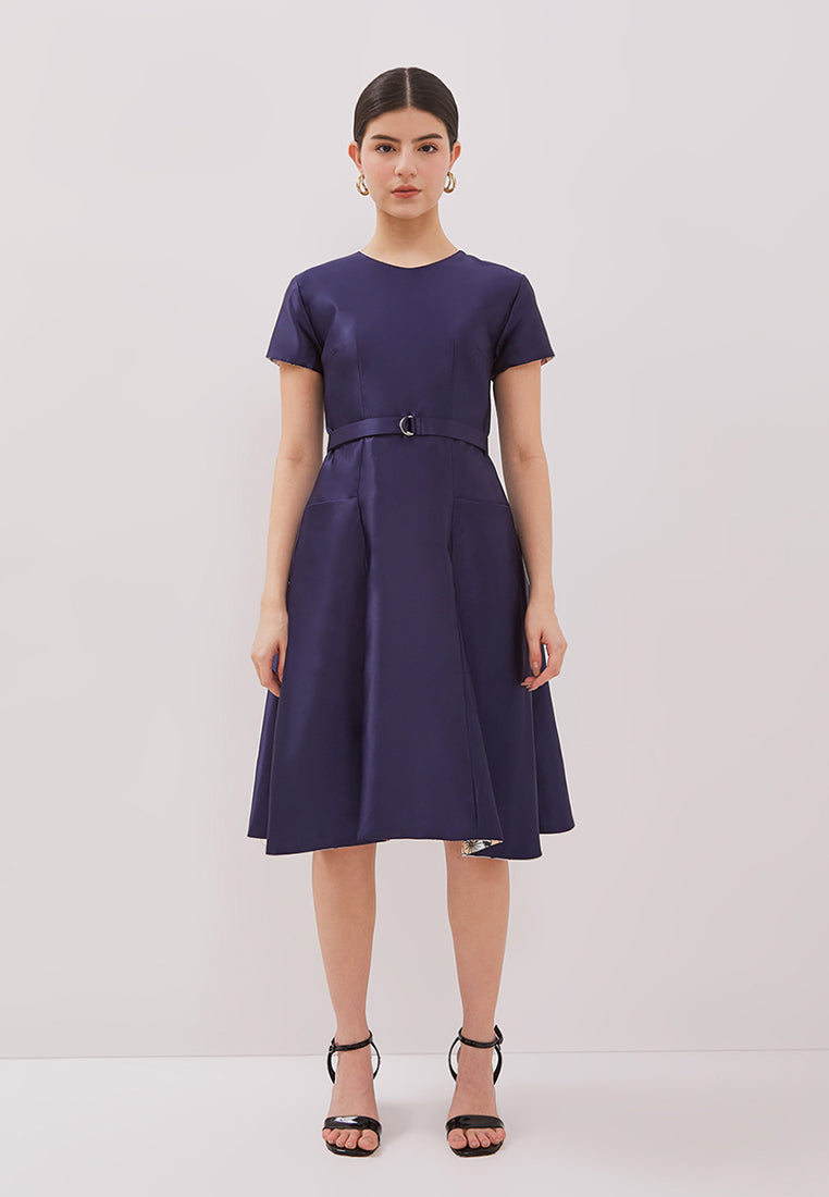 Alessandra Dress - Floral Print Satin Reversible Dress