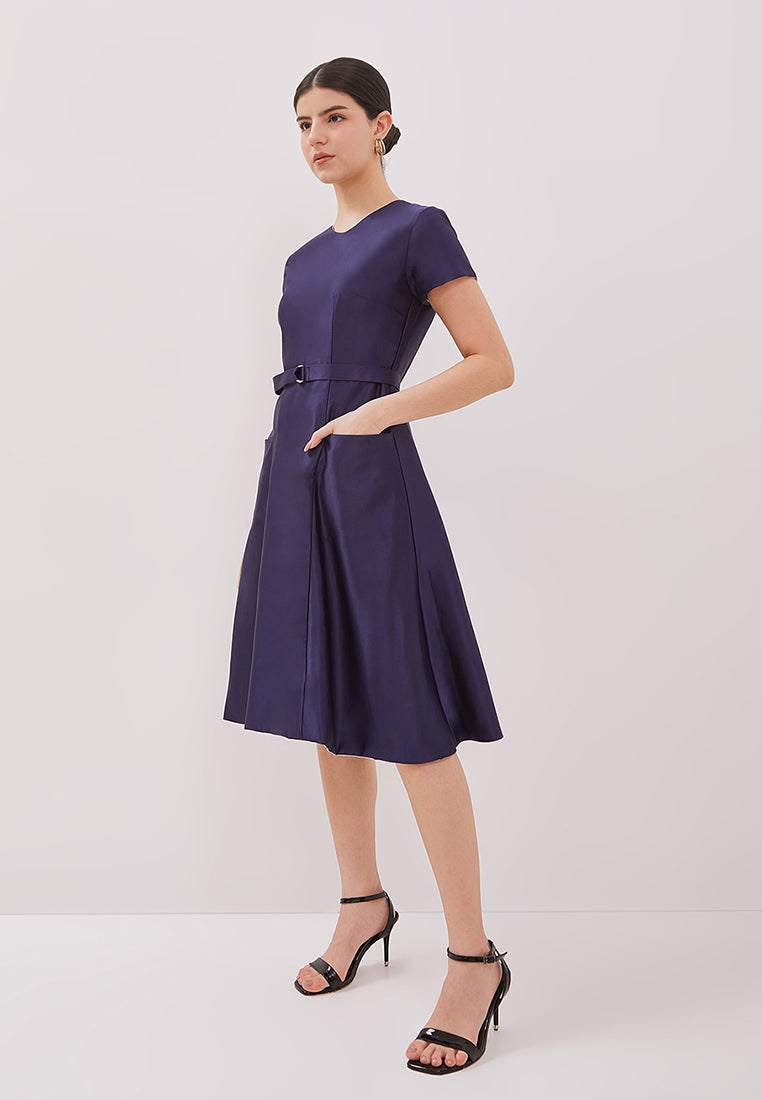 Alessandra Dress - Floral Print Satin Reversible Dress