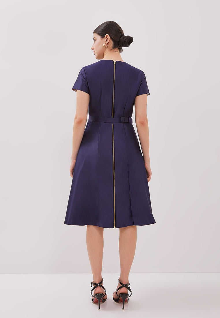 Alessandra Dress - Floral Print Satin Reversible Dress