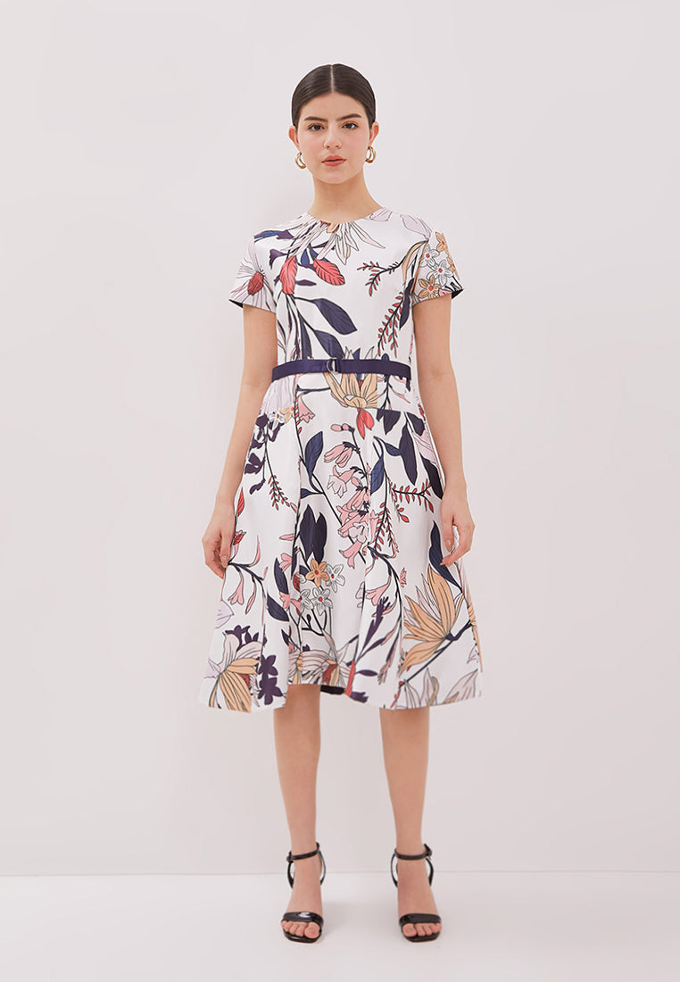 Alessandra Dress - Floral Print Satin Reversible Dress