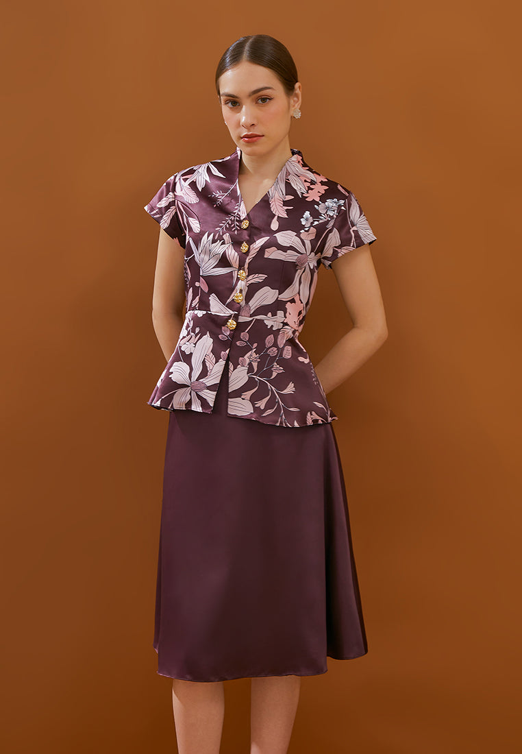 Anya Skirt - Satin Midi Flared Skirt