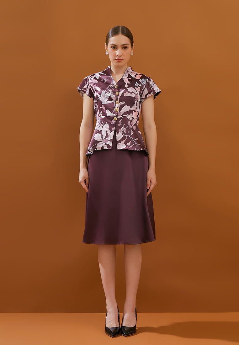 Anya Skirt - Satin Midi Flared Skirt