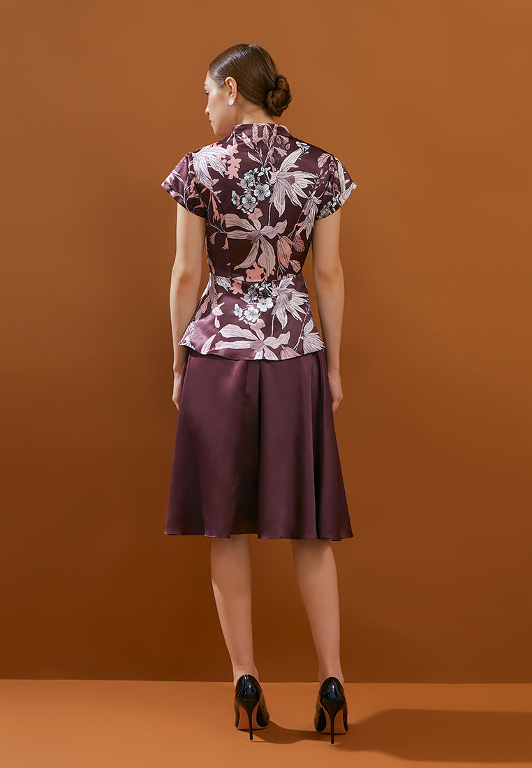 Anya Skirt - Satin Midi Flared Skirt