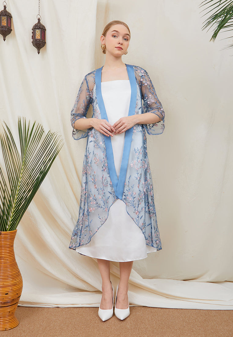 Briyana Lace Outer – Long Asymmetrical Floral Lace Outerwear