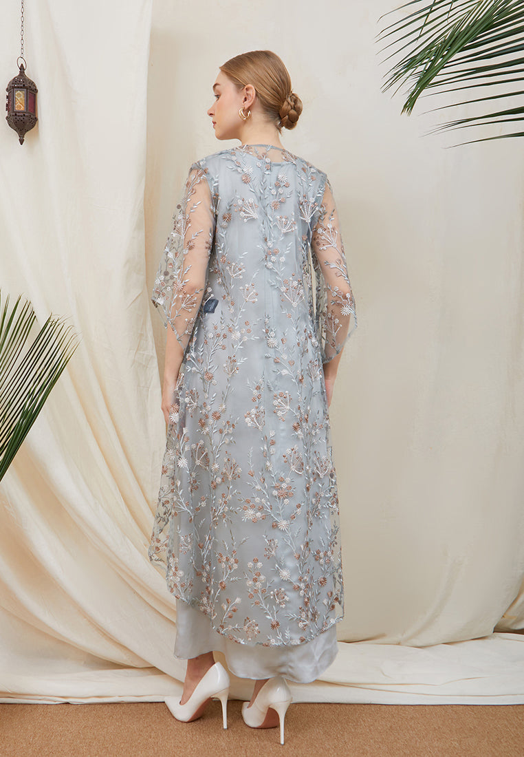 Briyana Lace Outer – Long Asymmetrical Floral Lace Outerwear