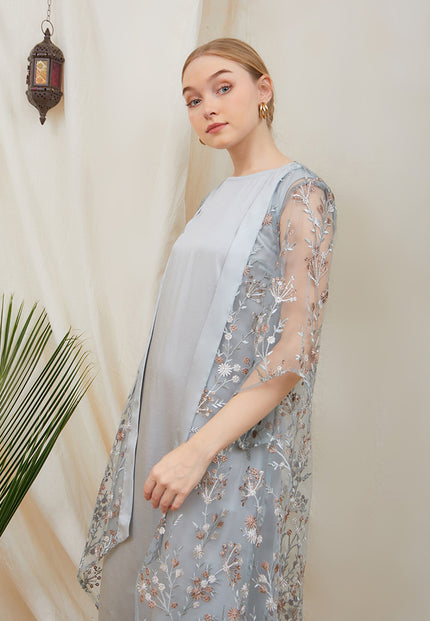 Briyana Lace Outer – Long Asymmetrical Floral Lace Outerwear