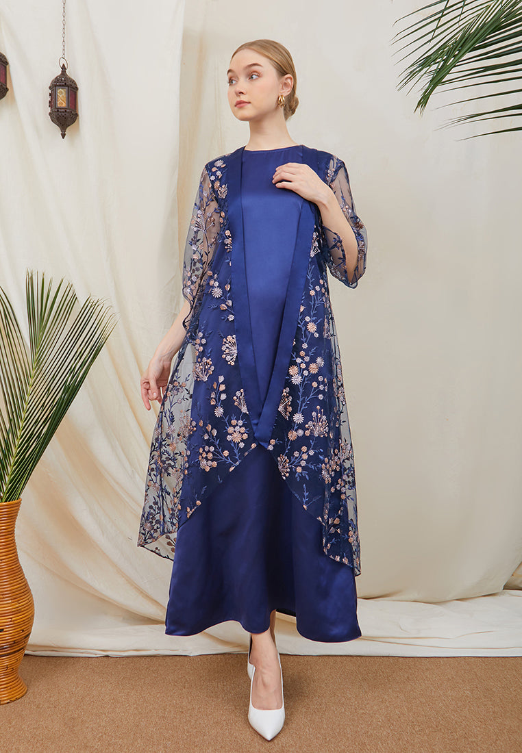Briyana Lace Outer – Long Asymmetrical Floral Lace Outerwear