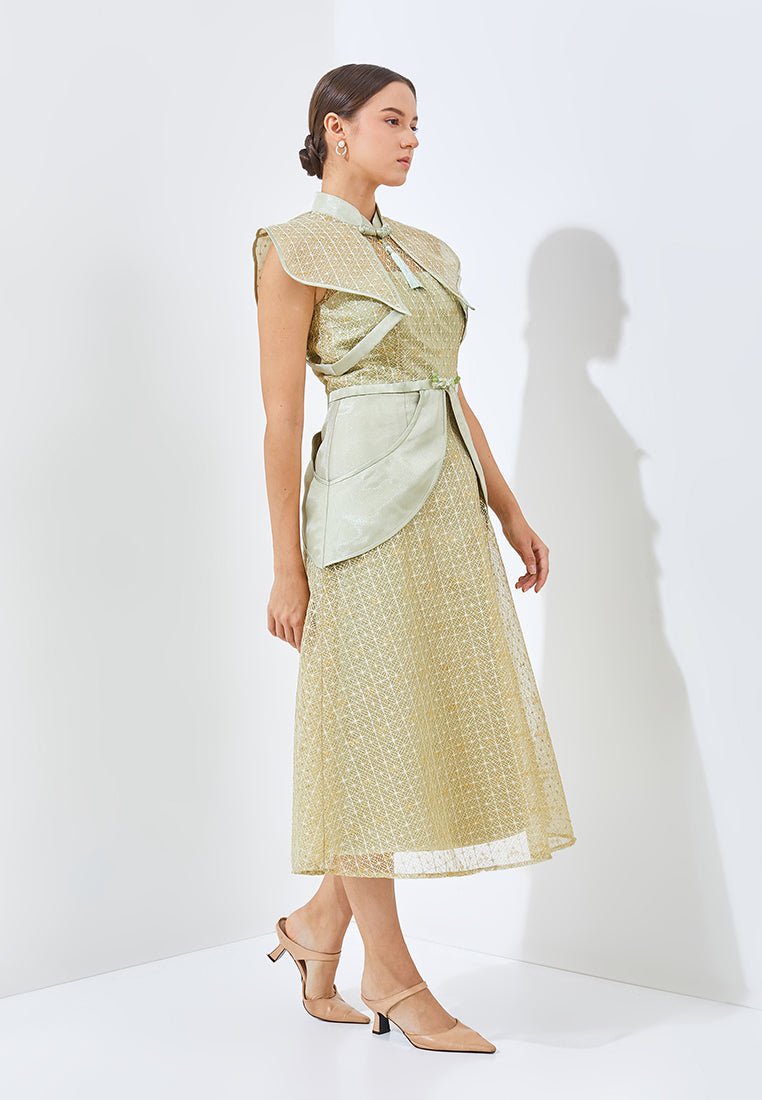 Calishya Cheongsam Dress - Midi Structured Fitted Dress