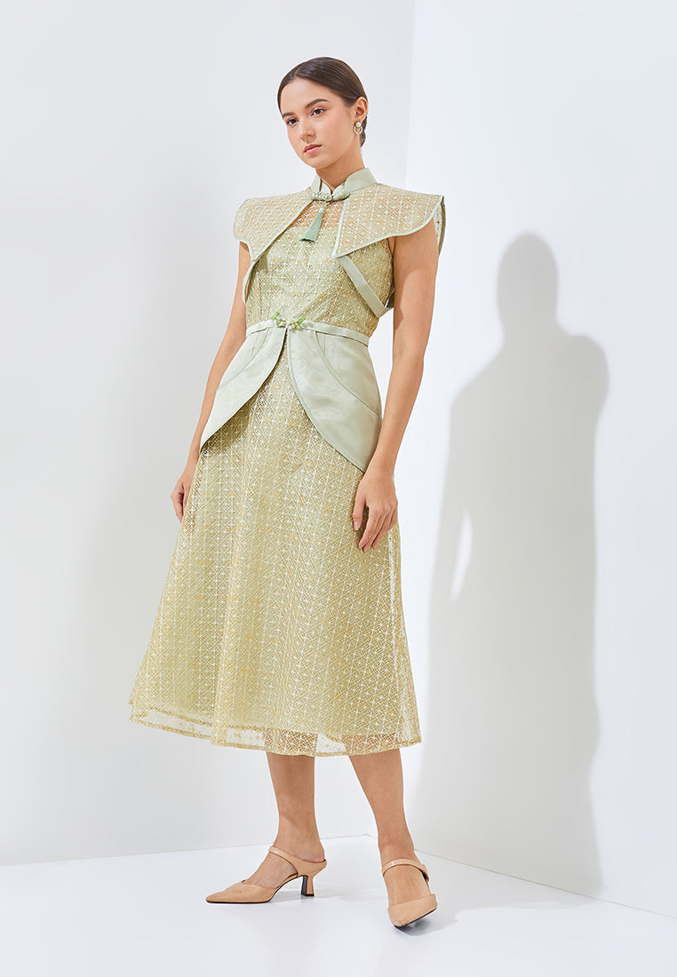 Calishya Cheongsam Dress - Midi Structured Fitted Dress