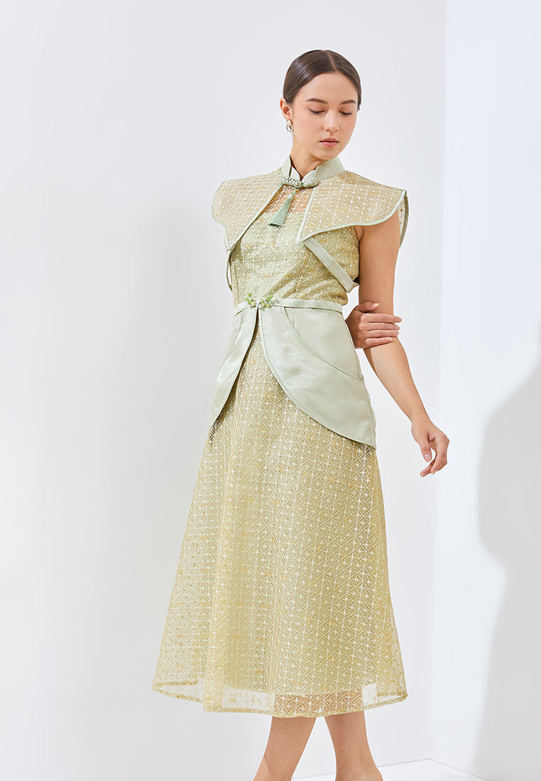 Calishya Cheongsam Dress - Midi Structured Fitted Dress