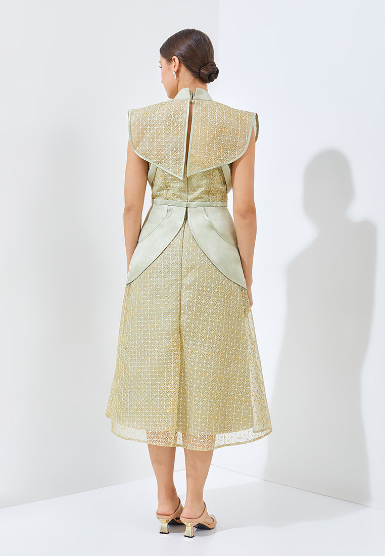 Calishya Cheongsam Dress - Midi Structured Fitted Dress