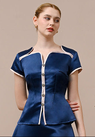 Catalina Top - Duchess Satin Fit Flared Top