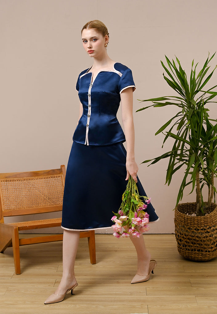Catalina Skirt - Duchess Satin Flared Skirt