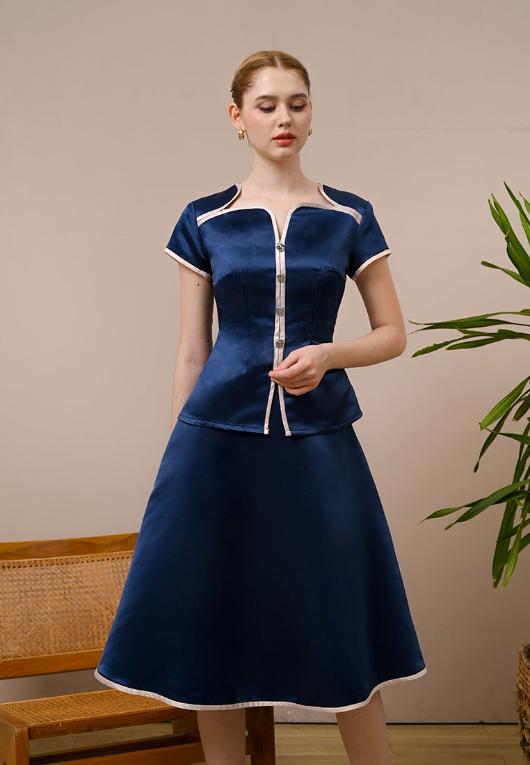 Catalina Top - Duchess Satin Fit Flared Top