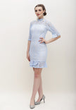 Charisa Cheongsam Dress - Lace Slit Dress with High Mandarin Collar