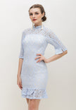Charisa Cheongsam Dress - Lace Slit Dress with High Mandarin Collar