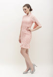 Charisa Cheongsam Dress - Lace Slit Dress with High Mandarin Collar