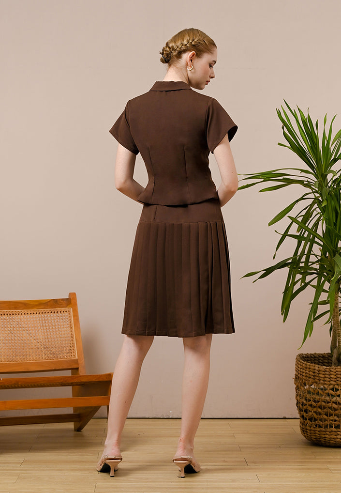 Climen Skirt - Knee Length Pleats Skirt