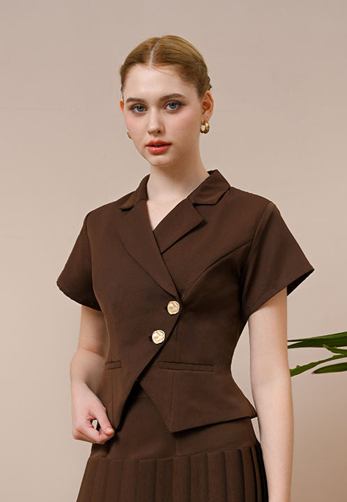Climen Blazer - Short Sleeves Cropped Blazer (Pre-Order)