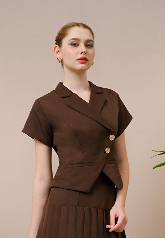 Climen Blazer - Short Sleeves Cropped Blazer