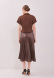 Patrice Skirt – Long Pleated Satin Shimmer Skirt