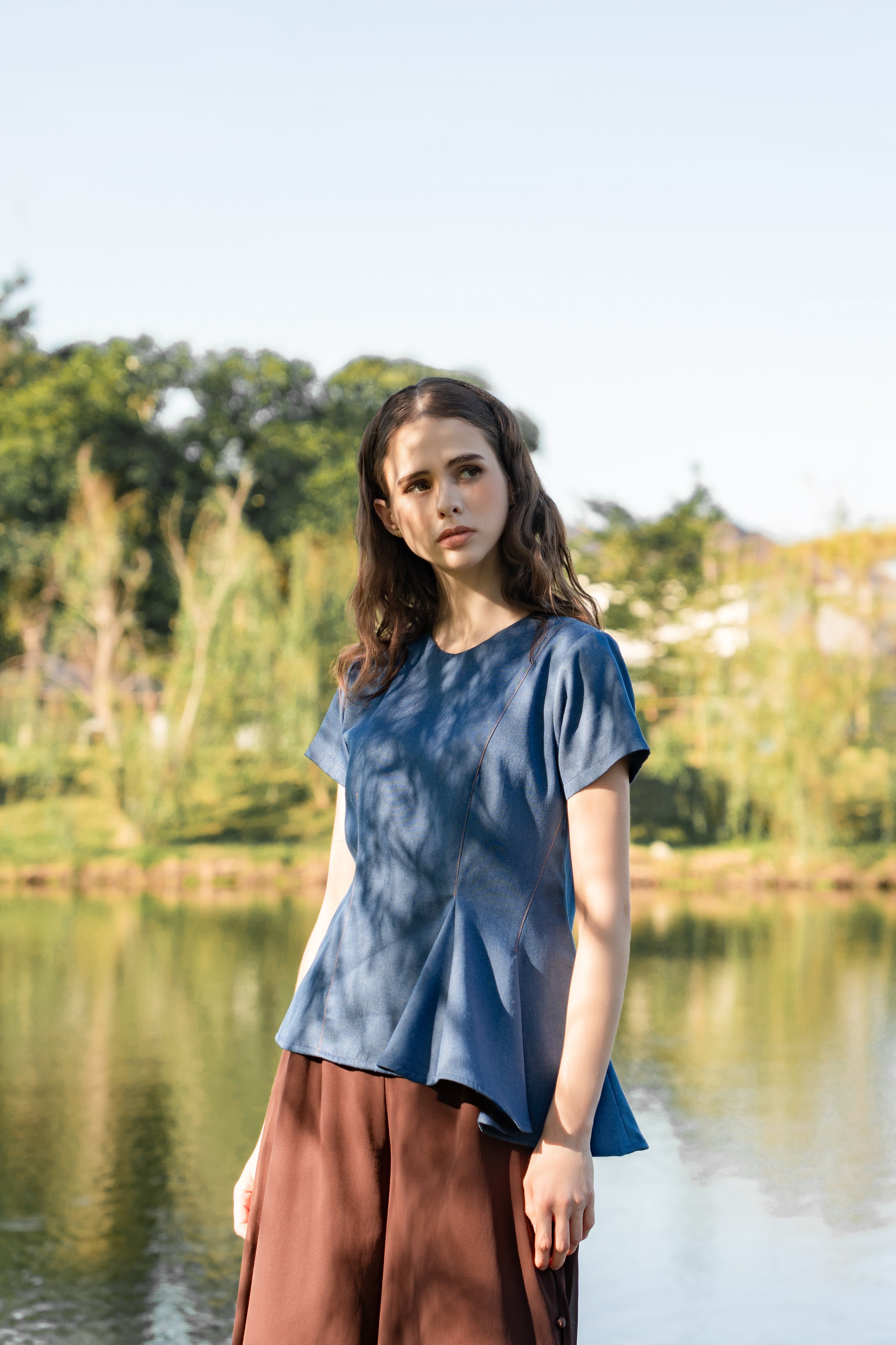 Jeane Top - Cotton Denim Fabric (Pre-order)