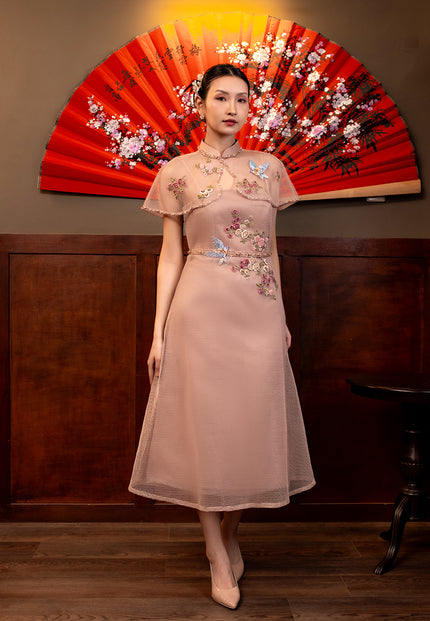 Viorel Cheongsam Dress - Midi Structured Fitted Dress (Pre-Order)