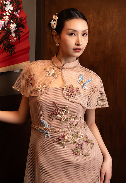 Viorel Cheongsam Dress - Midi Structured Fitted Dress (Pre-Order)