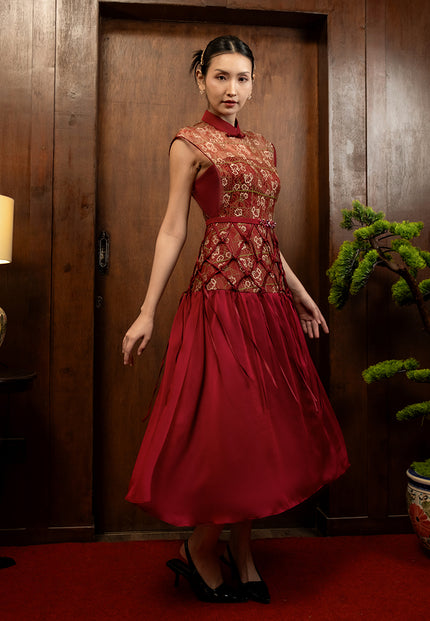 Muran Cheongsam Dress - Midi Structured Bodice Dress (Pre-Order)