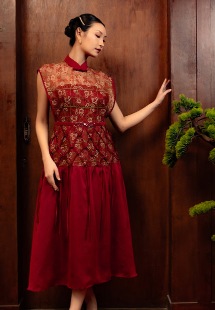 Muran Cheongsam Dress - Midi Structured Bodice Dress (Pre-Order)