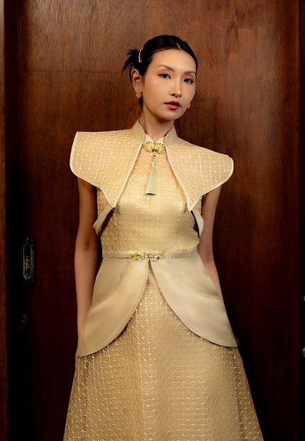 Calishya Cheongsam Dress - Midi Structured Fitted Dress (Pre-Order)