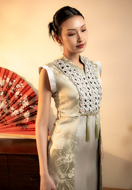 Raelyn Cheongsam Dress - Midi Knot Fit Bodice Dress (Pre-Order)