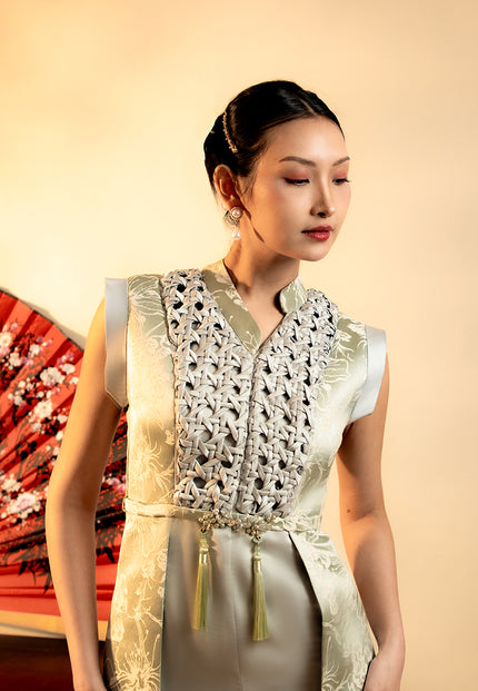 Raelyn Cheongsam Dress - Midi Knot Fit Bodice Dress (Pre-Order)