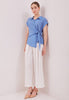 Elodie Top - Draped Tie Short Sleeves Blouse