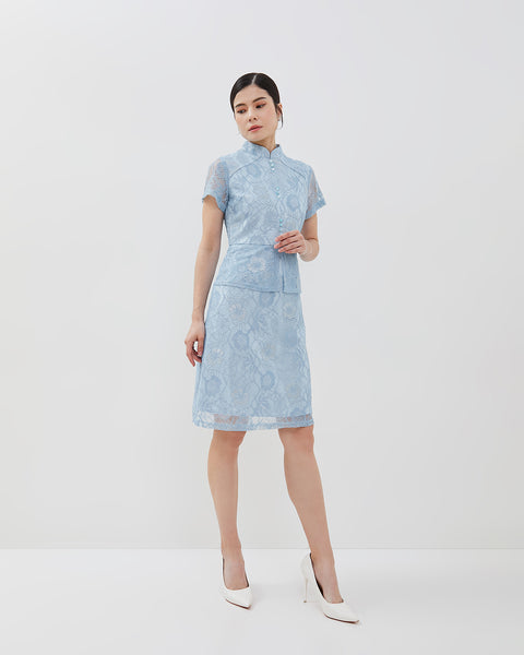 Enslie Cheongsam Dress - Fit & Flare Lace Dress