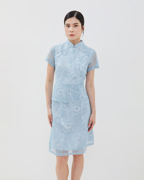 Enslie Cheongsam Dress - Fit & Flare Lace Dress