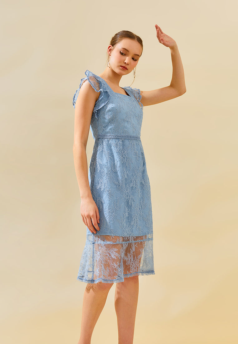 Greysia Dress - Midi Sheath Lace & Sequins Dress