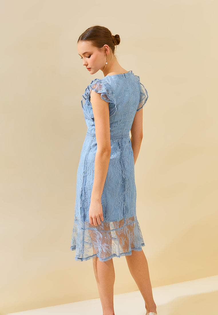 Greysia Dress - Midi Sheath Lace & Sequins Dress