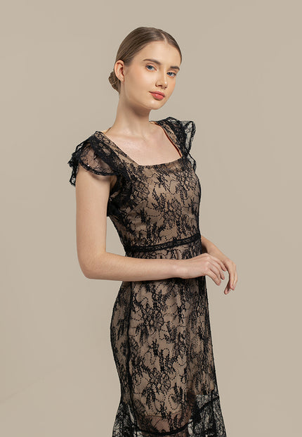 Greysia Dress - Midi Sheath Lace & Sequins Dress