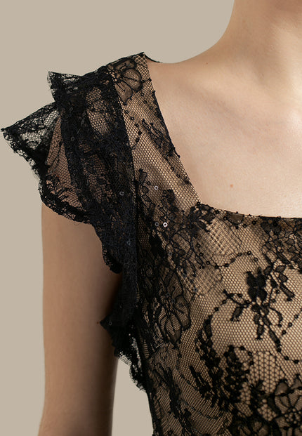 Greysia Dress - Midi Sheath Lace & Sequins Dress