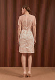 Hilary Dress in Pink & Gold - Jacquard A-Line Women Dress