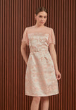 Hilary Dress in Pink & Gold - Jacquard A-Line Women Dress